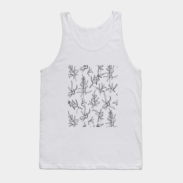 Various linear branch of leaves. Line art. Tank Top by CoCoArt-Ua